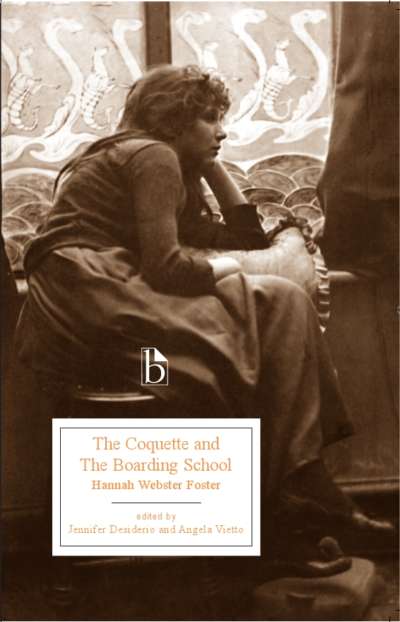 Cover image for The Coquette and The Boarding School. A young woman looking bored, reclined on a couch.