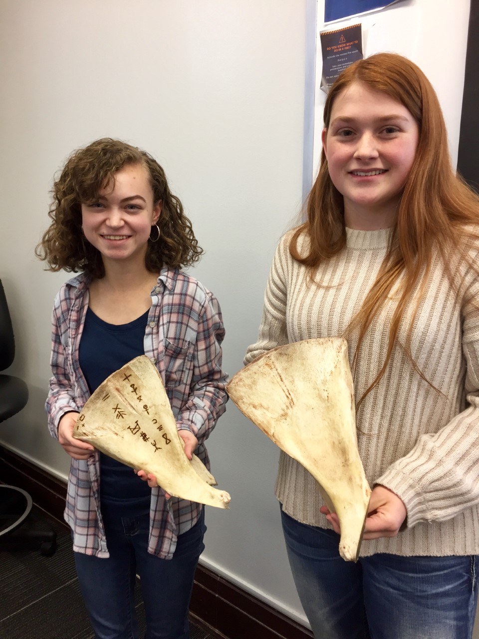 Kristi and Tristan with cattle scapula