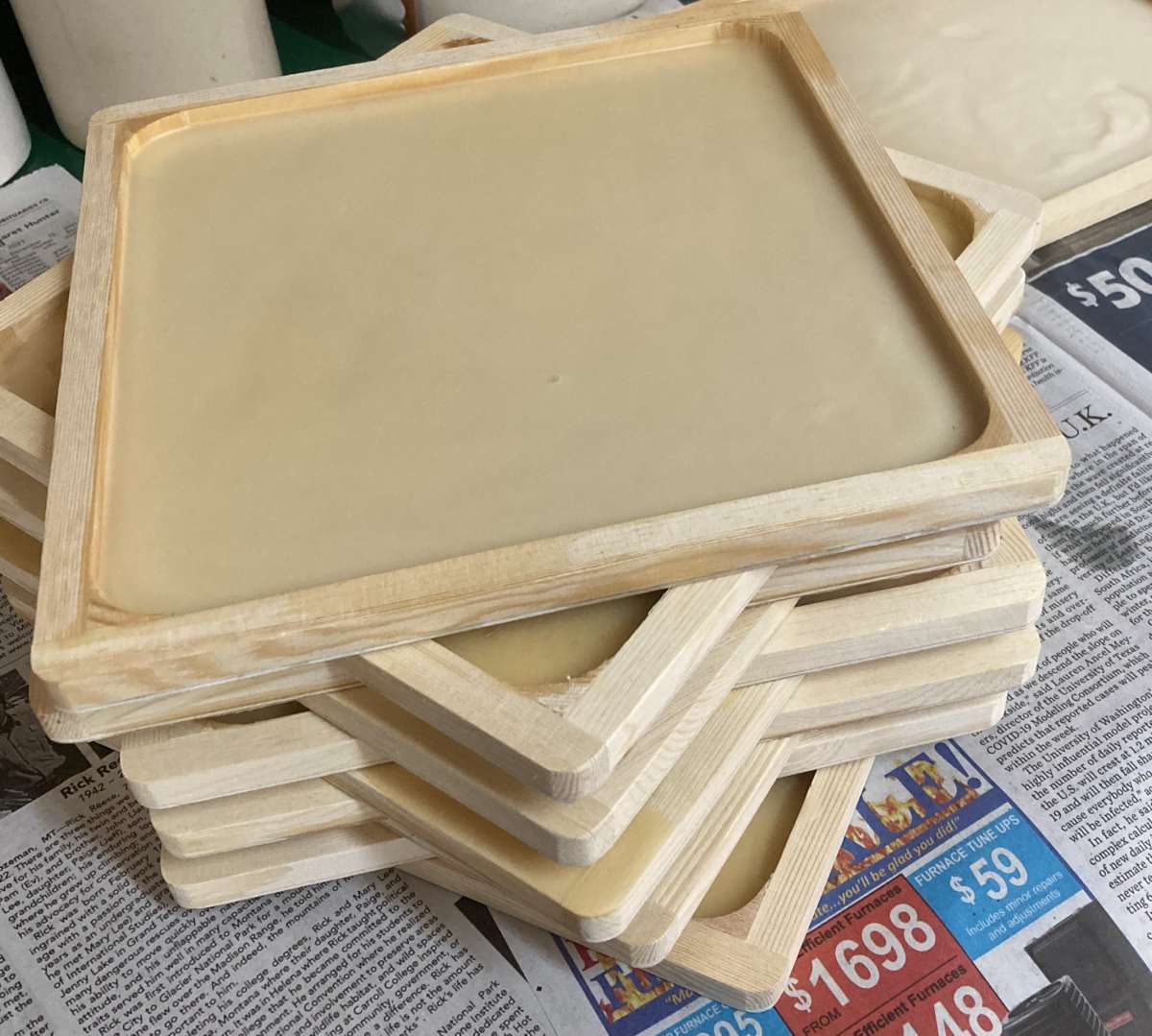 Wax tablets ready for writing